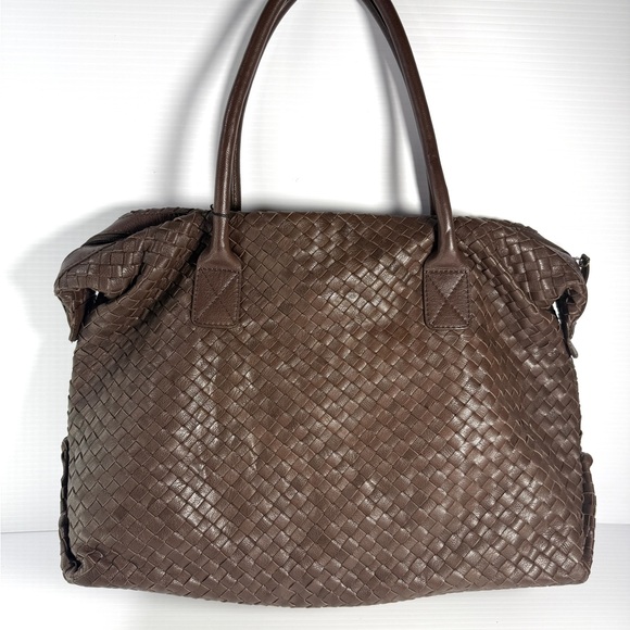 Sandra Roberts Elegant Brown Woven Leather Tote - Picture 1 of 11
